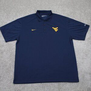 Nike Golf West Virginia Polo Shirt Mens XL Blue Dri-Fit Short‎ Sleeve Pullover